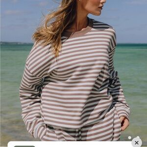 Daily Drills Brown and White Striped Sweatshirt